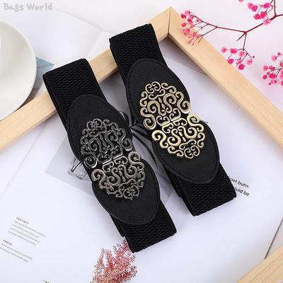 1x Korean Fashion Ladies Decorated Elastic Wide Belt Buckle