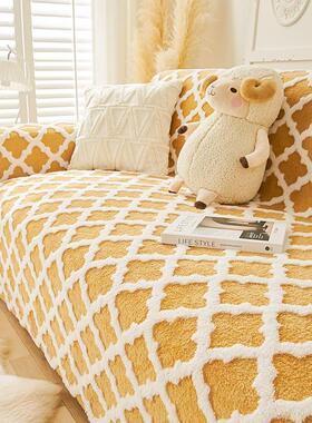 Sofa cushion winter plush anti slip thickened sofa cover沙发