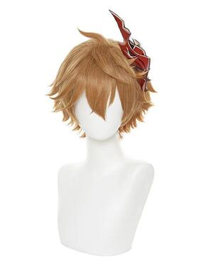 Genshin Impact Tartaglia Cosplay Short Brown Heat Resistant