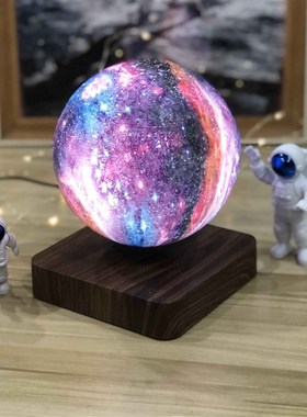 磁悬浮月球灯办公室桌面装饰夜灯黑科技小行星礼物男朋友书桌礼物