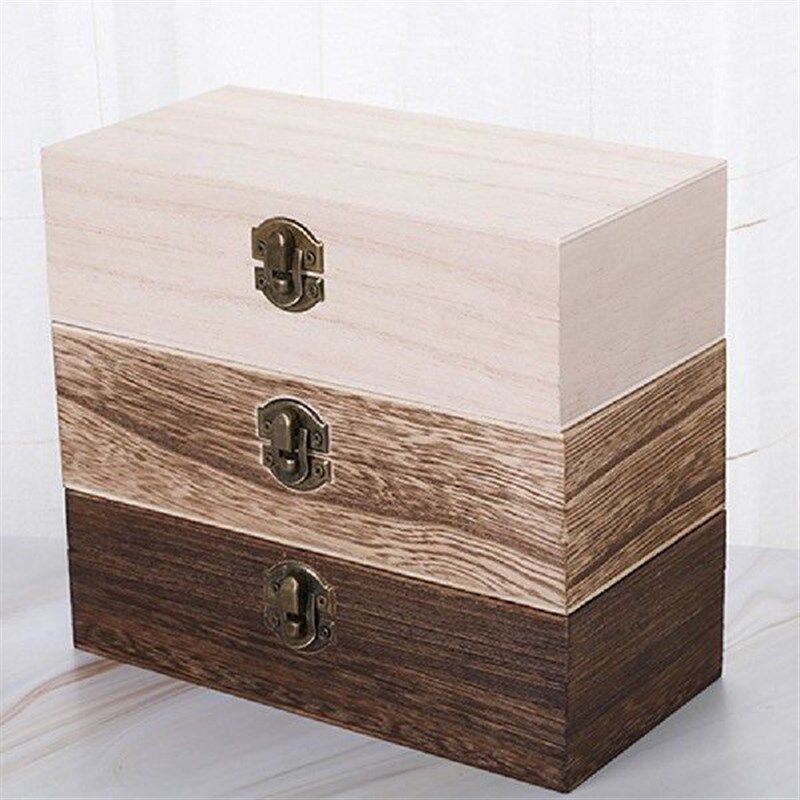 Ring Gift Wooden Color Box Vintage Packaging Multi Flip