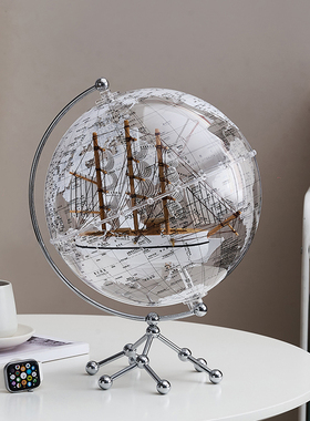 透明地球仪摆件轻奢高档家居客厅酒柜电视柜办公室桌面好物装饰品
