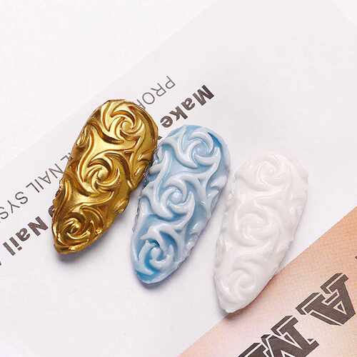 好货Silicone Nail Carving Mold 3D Relief Sculpture Nail Stam