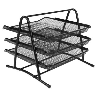 3 Tier Metal Mesh Document Rack File Holder Letter Tray for