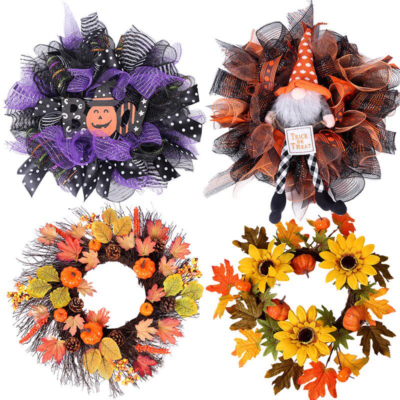 Mesh Halloween Wreath Wreath Party Decoration Scene Layout P