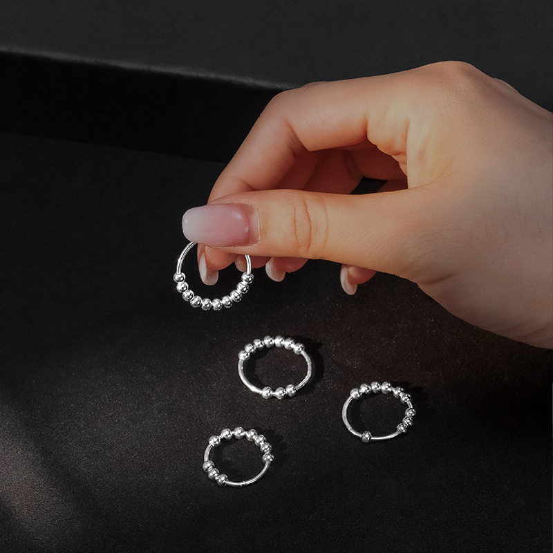 Unique Rotate Beads Decompression Ring For Women Men Open