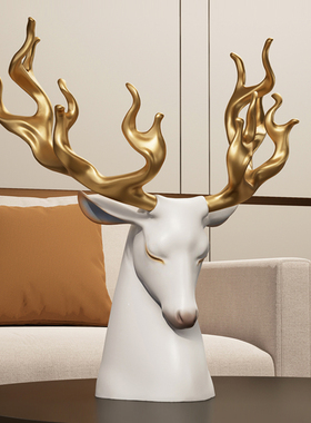 创意招财鹿摆件轻奢高档客厅玄关电视柜酒柜办公室桌面家居装饰品