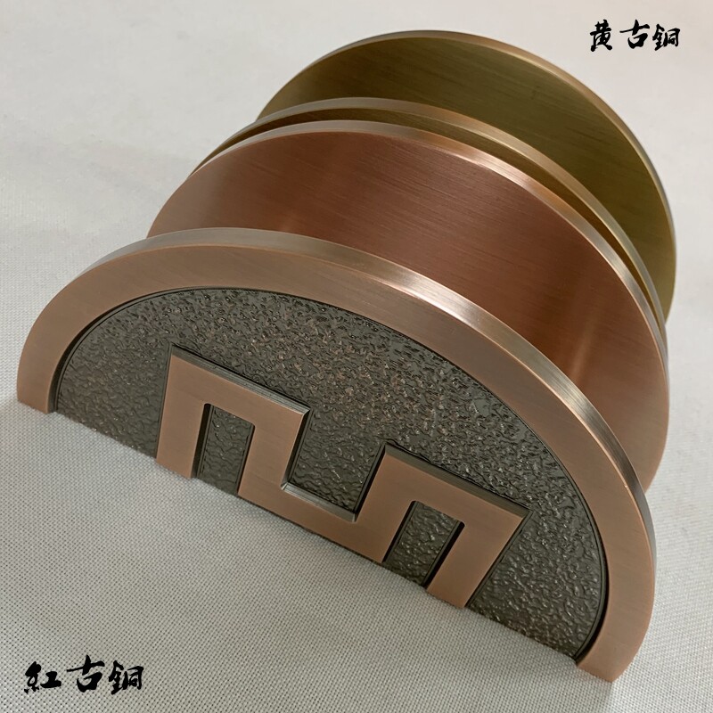 极速古铜色雕刻大门把手 中式仿古玻璃门拉手木门把手 工行半圆形