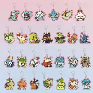 宝可梦御三家周边双面亚克力钥匙扣卡通可爱背包装饰精美挂件礼物