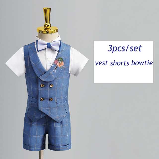 现货Chile's Formal Vest Suit Set Boy Sumr Weddig Baby's Fi