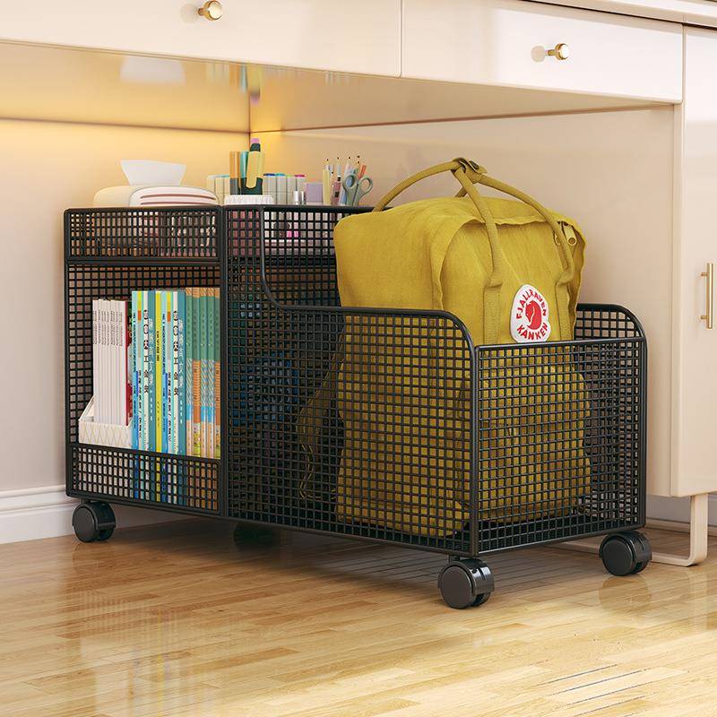 桌下书包置物架落地带轮书桌边书本收纳整理学生可移动置物架