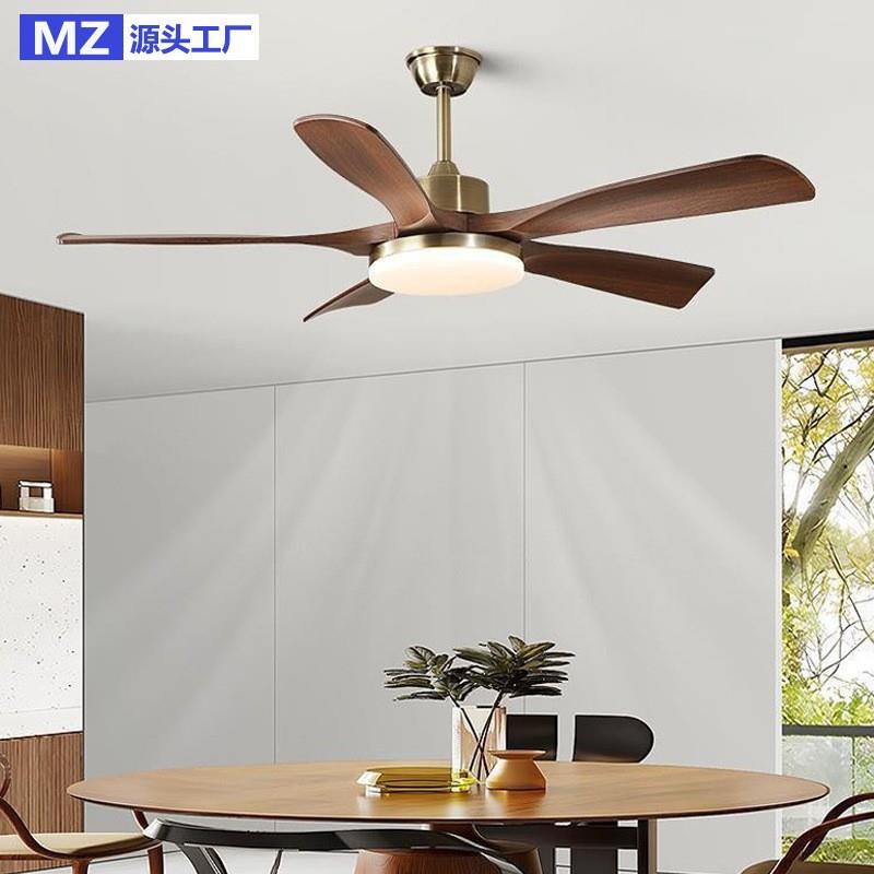 风扇灯胡桃木色吊扇灯复古客厅灯卧室灯新中式古铜色餐厅风扇吊灯