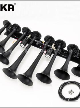 DHKA亚冠-AS097AB-D现货12V单排八管黑色镀铬电控气喇叭货车卡车