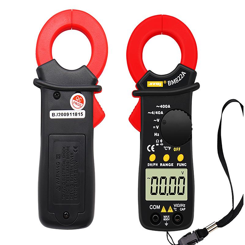 滨江BM822A数字钳形多用表400A自动量程电流表温度电容频率带包