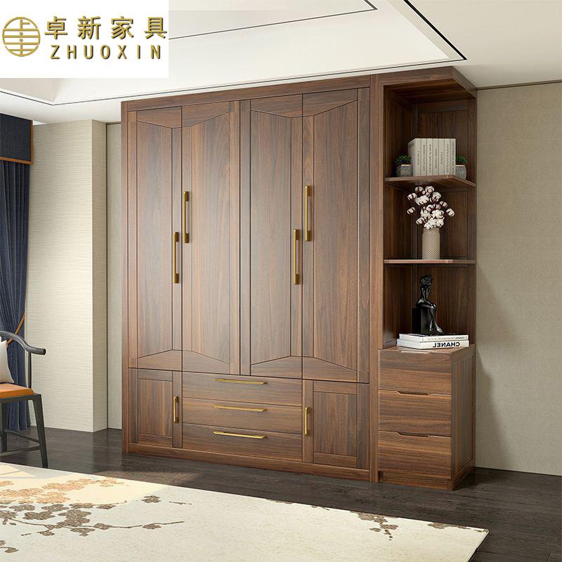 新中式乌金檀木纯实木衣柜卧室开平移46门大容量衣橱现代家用收纳