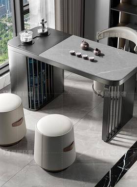 I1简约轻奢茶桌椅组合办公喝茶两用小型阳台岩板茶桌台泡茶喝茶桌