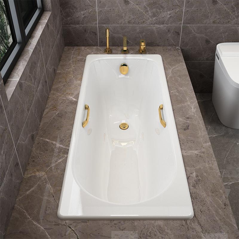 2U8K卫生方形成人泡澡大铸铁别墅嵌入式浴缸家用小户型陶瓷浴盆