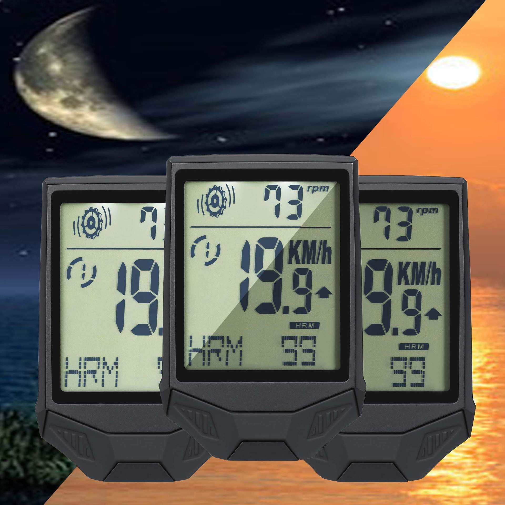 三合一速度踏频心率自行车码表无线防水英文测速计骑行表出口欧盟