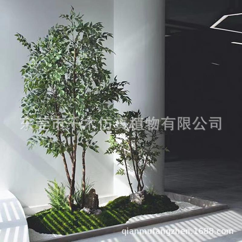仿真树仿真榕树红色枫树假树大型仿真植物装饰大厅布景真木树干