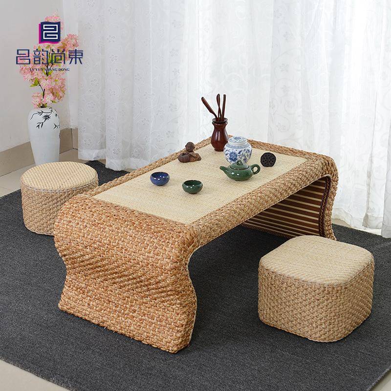 藤编榻榻米茶几阳台桌茶桌简约飘窗桌日式矮桌家用地台组合小桌子