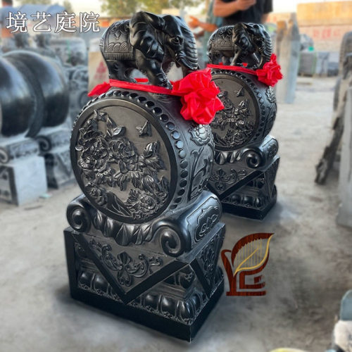 石门墩一对家用狮子麒麟貔貅青石仿古做旧门墩石石鼓抱鼓石