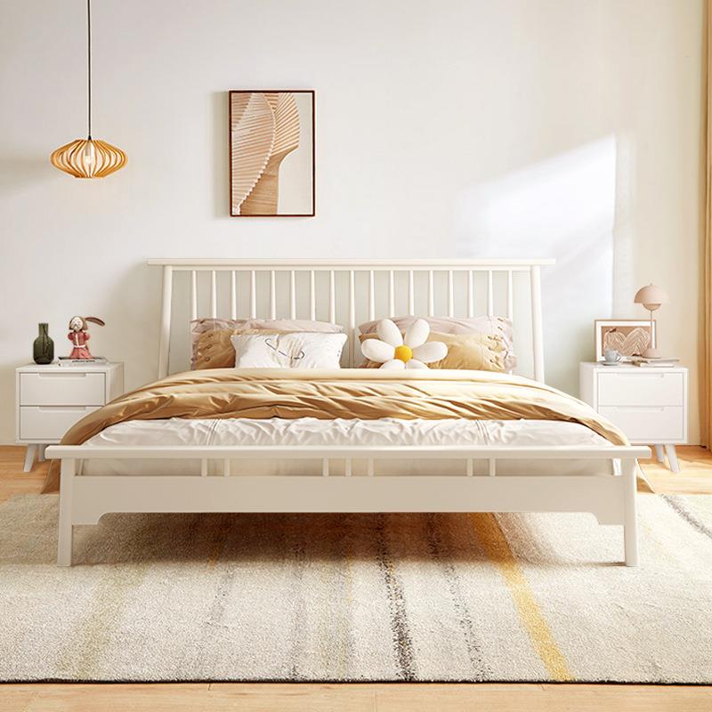 北欧实木床1.8米双人1.5米单人床现代简约小户型日式奶油风白色床
