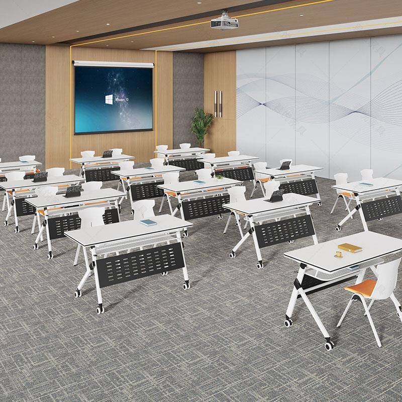 会议培训桌椅组合可折叠移动拼接长条桌双人课桌椅职员办公培训台