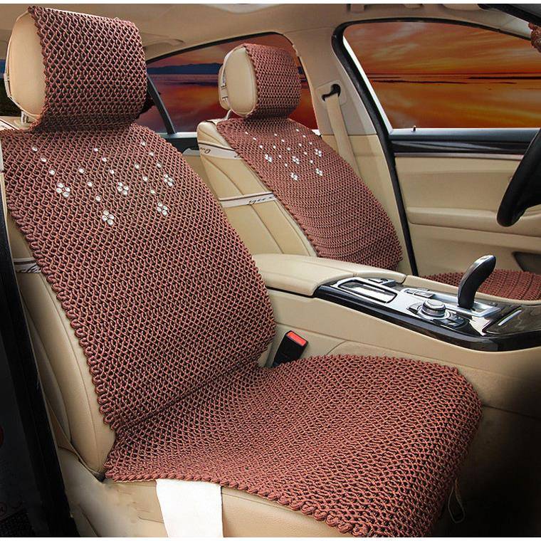 夏季手编冰丝汽车坐垫机编仿手编小八字夏季凉垫直销