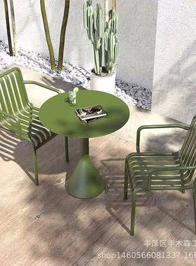 户外防水防晒铁艺露台椅子奶茶店休闲桌椅组合餐厅花园室外桌子