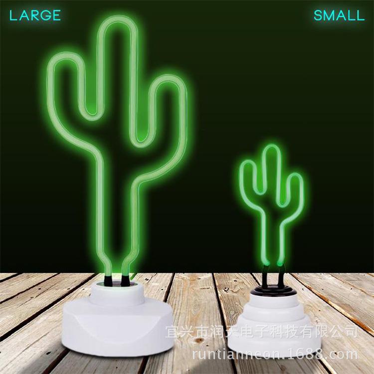仙人掌霓虹灯装饰发光字母灯柔性软管网红房间卧室布置挂墙造型灯