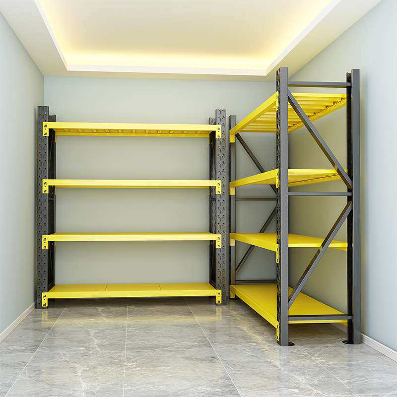 家用黑黄货架置物架多层收纳架快递超市展示架仓库仓储重型铁架子