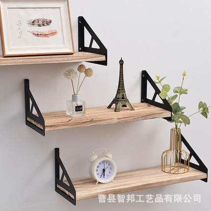 墙上置物架实木隔板一字搁板客厅电视墙装饰厨房收纳层架壁挂书架