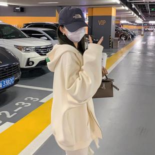 宽松慵懒风外套 连帽拉链开衫 卫衣女2025春秋冬季 新款 加绒加厚韩版