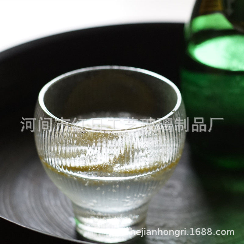 耐热玻璃日式简约线纹筋纹玻璃杯水杯冷饮杯啤酒杯早餐杯家用