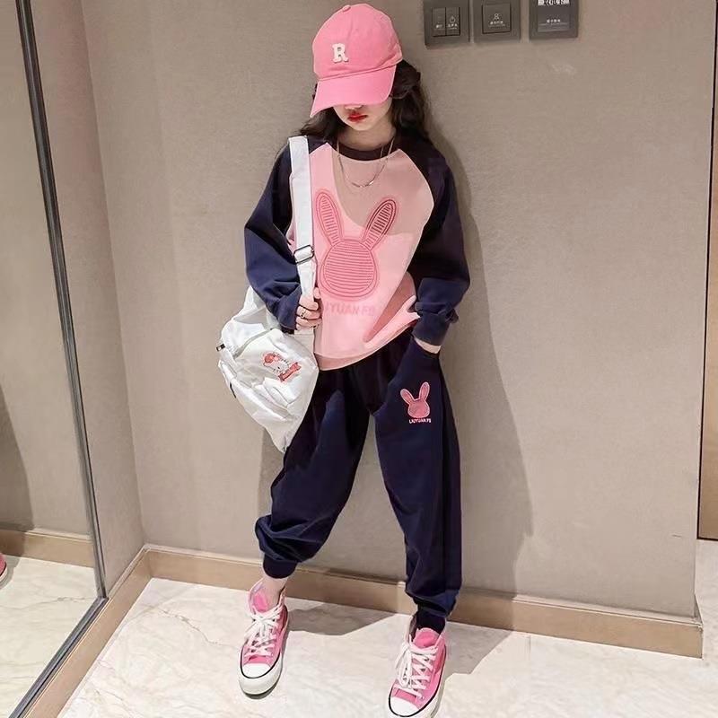 女童套装春秋装网红儿童运动衣服洋气韩版时髦中大童卫衣两件套潮