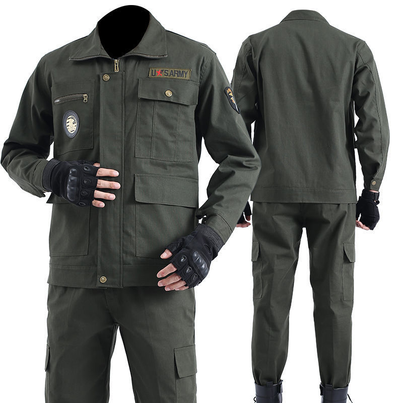 春秋款劳保服套装男士建筑工地工装工作服套装户外军绿套装