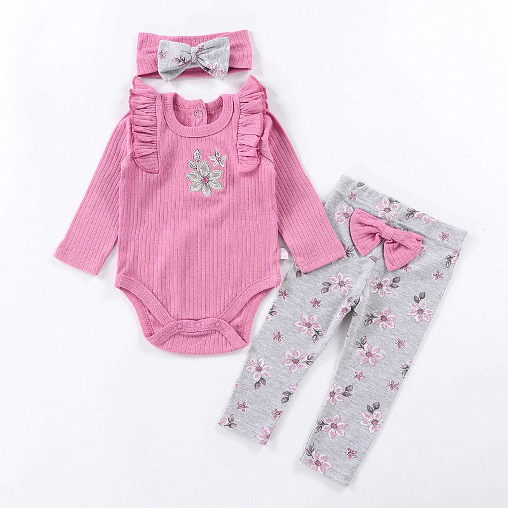新生宝宝套装洋气时髦春秋服装a类哈衣新生儿包屁衣babygirl童装