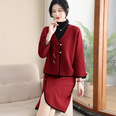 结婚衣服妈妈喜服婚宴装红连衣裙子两件套装喜婆婆礼服2024年春季