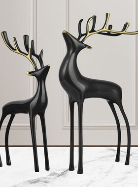 纯铜鹿青古拉丝黑工艺礼品摆饰客厅酒柜家居装饰玄关电视柜乔迁礼