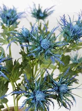 1pc Artificial Eryngium Thistles Bunch Plant 3Fork Plastic