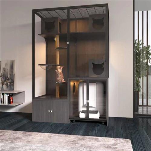 猫别墅笼子独立猫砂盆全景展示柜子家用定制猫笼子宠物店猫咖猫舍