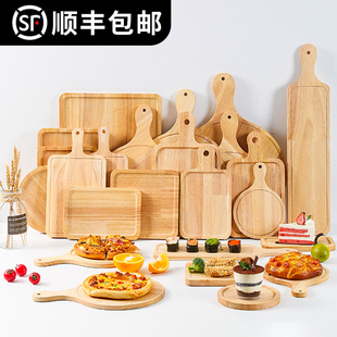 Wooden Round Serving Tray Pizza Plate Cutting Board Wooden B