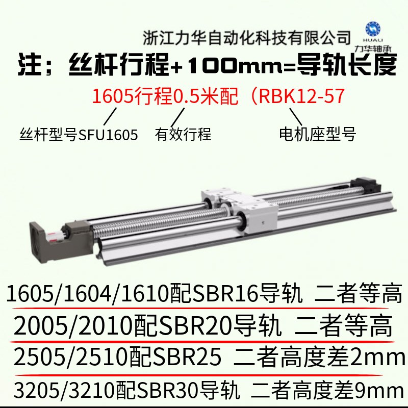 直线滑台滚珠丝杆导轨模组整套配件 三轴龙门铣工作台