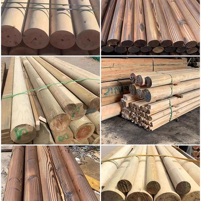 樟子松防腐木圆柱圆木柱实木樟子松碳H化圆木材松木木柱子圆柱定