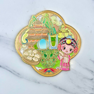 金属杭州西湖三潭印月断桥残雪冰箱贴磁贴中国城市旅游纪念品礼物