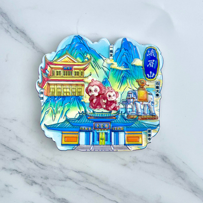 树脂四川峨眉山猴子石雕大象冰箱贴磁贴旅游文创纪念礼物