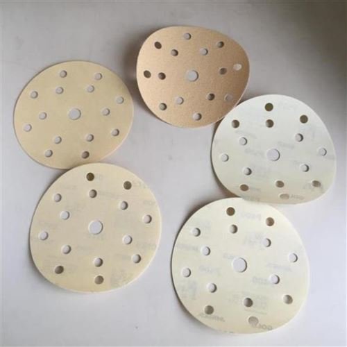 寸摩卡1磨砂纸 6兰1u5孔干50mm金色打磨圆形植绒砂纸
