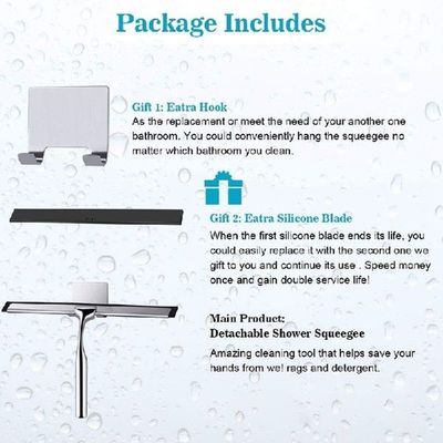 Shower Squeegee,Window Wiper Stainless Steel Window