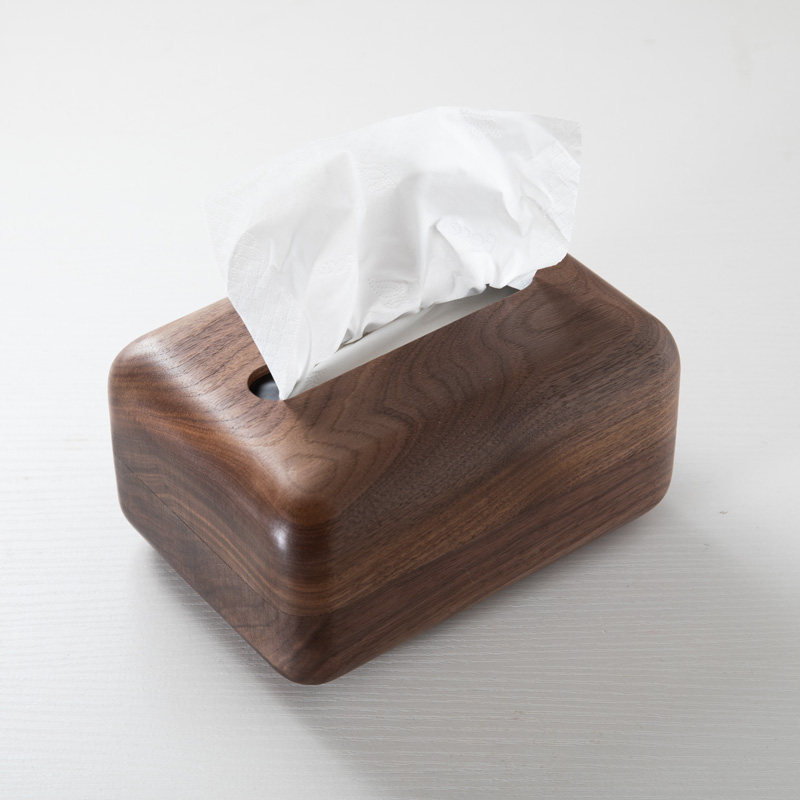 极速实木日式抽纸盒长方形纸巾盒黑胡桃木纸抽盒茶几小号抽纸收纳