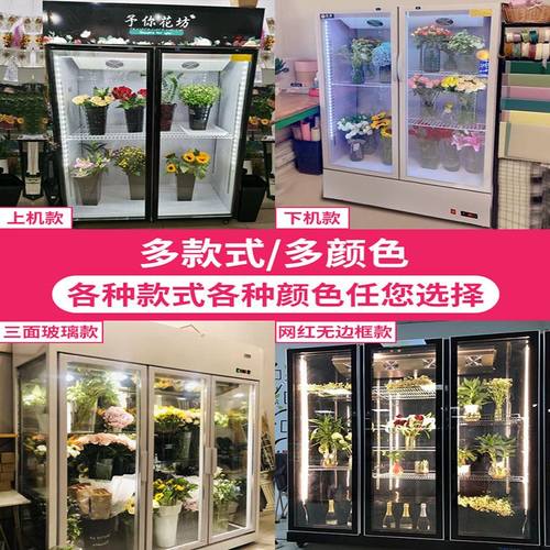 鲜花柜冷藏柜风冷无霜保鲜柜花店专用大容量展示柜商用单双三门